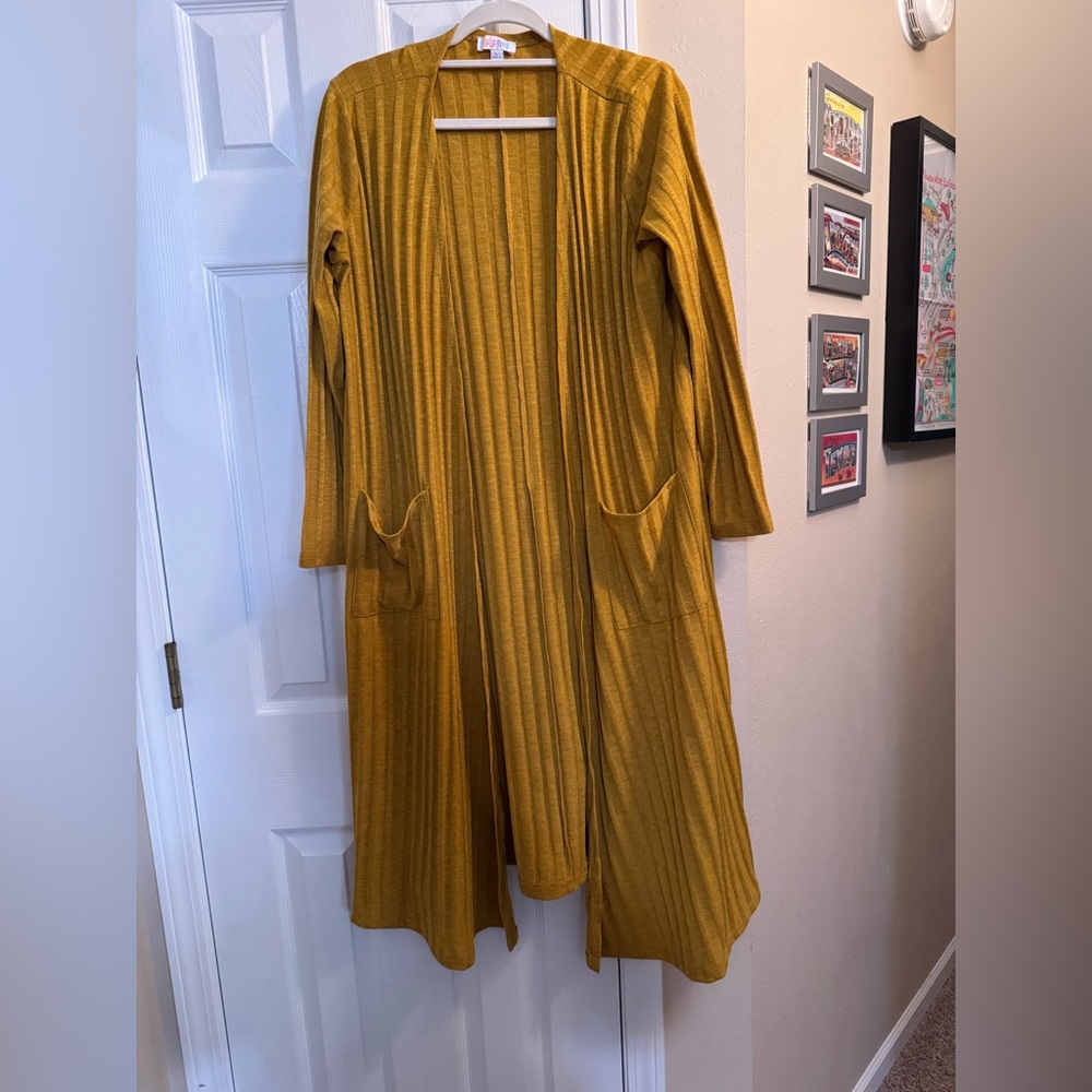NWOT, Mustard Colored LulaRoe Sarah Duster Cardigan  - Size Large